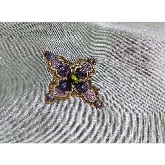 Lam Lee Sage Green Beaded and Embroidered Butterfly and Beaded Tassels 42 x 42” - Picture 8 of 11